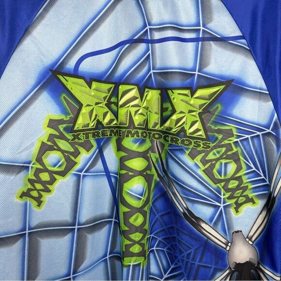 Vintage Y2K Xtreme Motorcross Jersey Mens M Blue Green Graphic Athletic Works - Picture 4 of 9